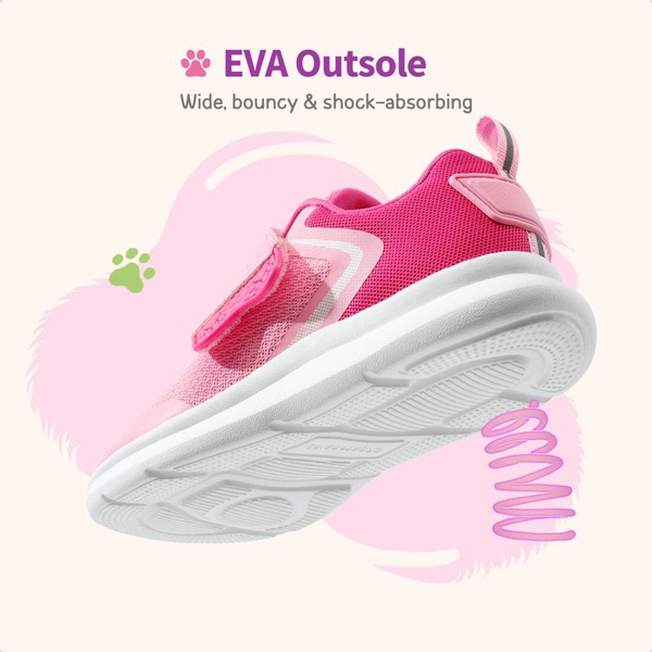 Kids Mesh Upper Easy On & Off Athletic Running Shoes - PINK HOT PINK - 4